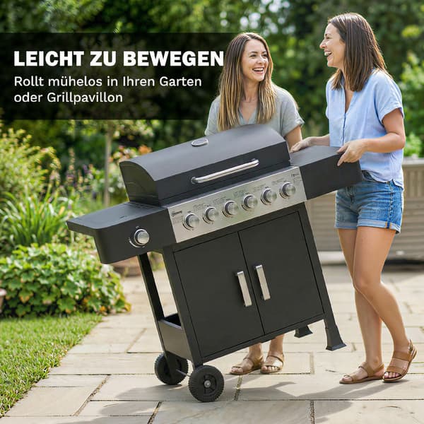 Gasgrill 135x51x101 cm Sort Rustfrit Stål