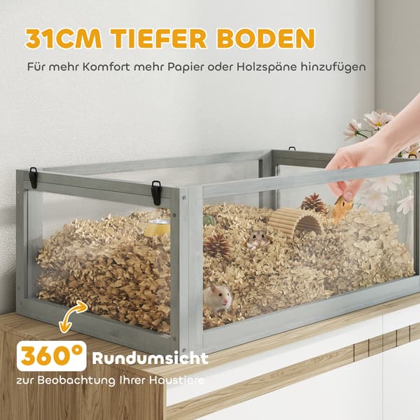 Hamsterbur 80x50x76 cm Ljusgrå Trä