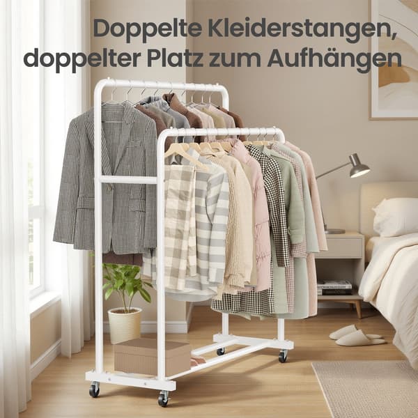 Klesstativ 46,5x110x155,5 cm Hvit Stål