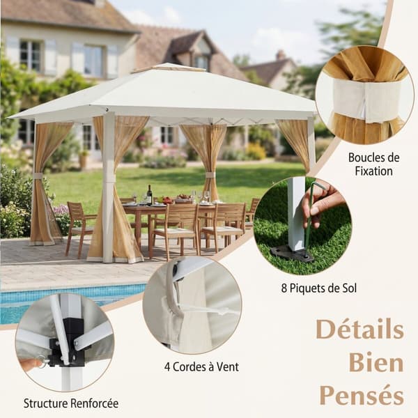 Pop-up pavillon 394x394x277 cm beige