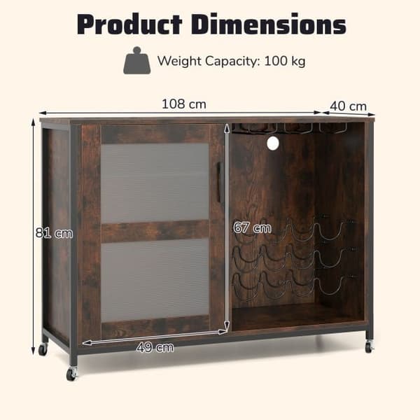 Buffé Sideboard 108x40x81 cm Brun, LED-belysning, Förvaring , Star