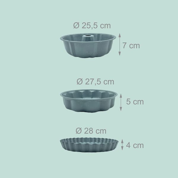 Bageformsæt 25.5x7 cm, 27.5x5 cm, 28x4 cm, Grå, Kulstofstål, Kodustaar