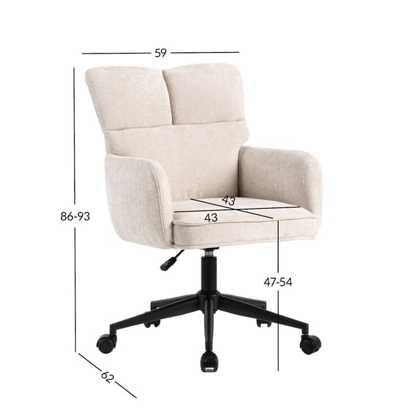 Kontorstol Lorena 59x62x86-93 cm Hvid