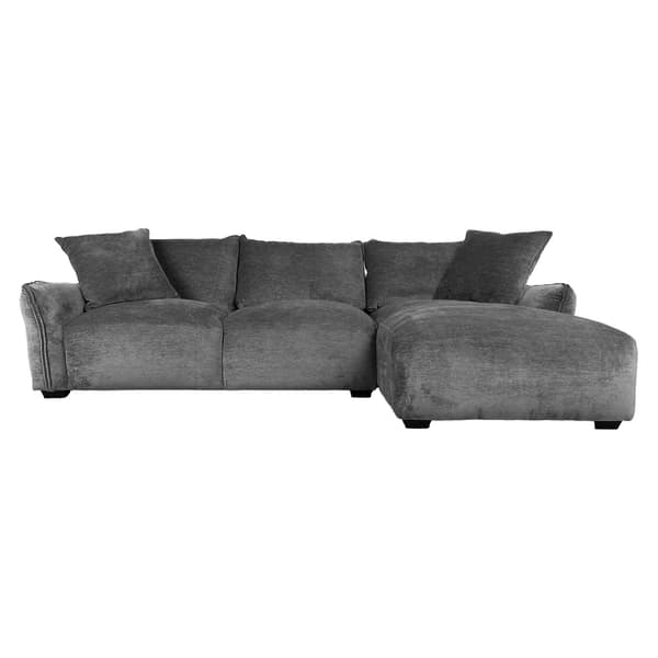 Hörnsoffa DIVI 284x102x83 cm Grå Sammetstyg