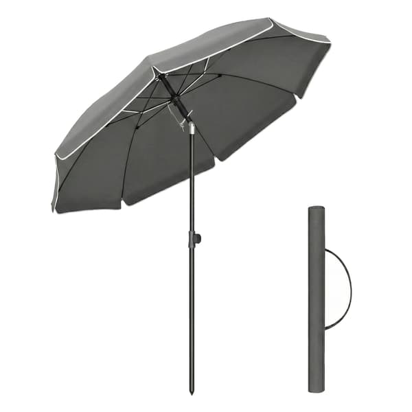 Strandparasol 200x158-218 cm Grå