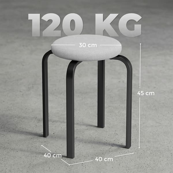 Skammel Sæt 40x40x45 cm Grå Stål