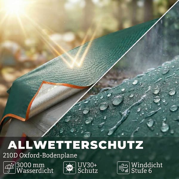 Campingtelt 350x350x205 cm Grøn Polyester
