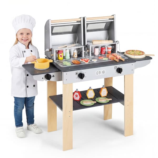 Børnegrill legetøjssæt 94x33x86 cm grå