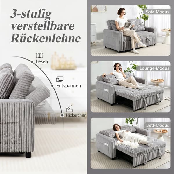 2-sits bäddsoffa 157x190 cm ljusgrå