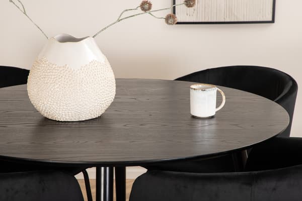 Spisebord og stol sæt 115 cm sort