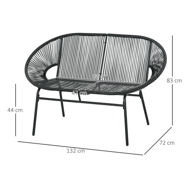 Udendørs bænk, 132x72x83 cm, sort