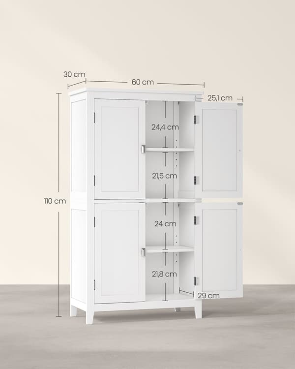 Badeværelsesgulvskab 60x30x110 cm Hvid MDF