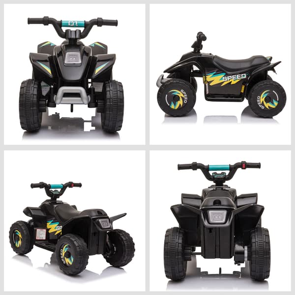 Børne Quad Elektrisk 6V, Frem- og Tilbagefunktion, Sort