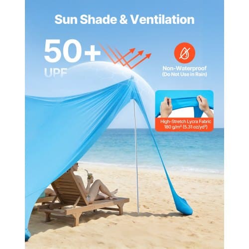 Rantateltta, 3.4x3.4x2 m, Sininen, UPF50+ auringonsuoja