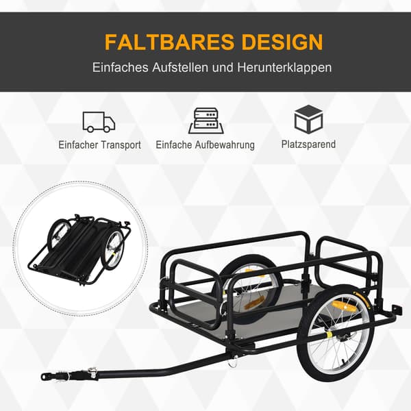 Cykelgodstrailer 139x71,5x49 cm sort