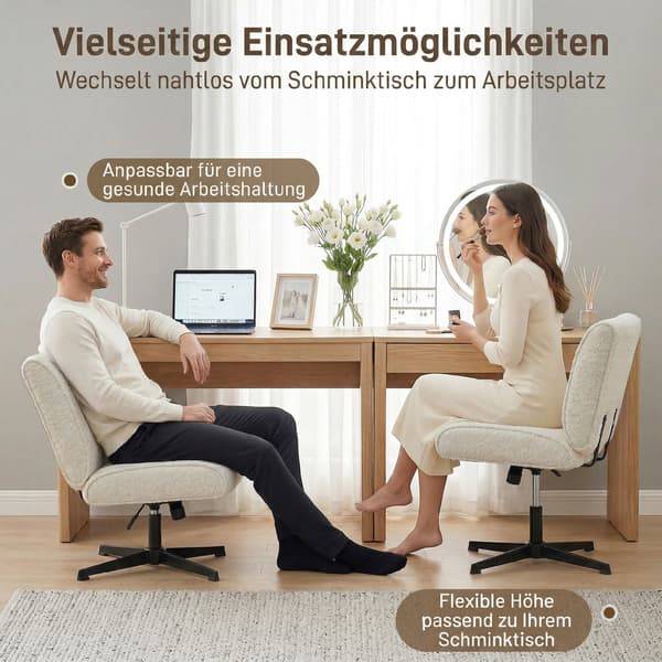 Accentstol 63x75x82-90 cm Krämvit Sammet Klädd