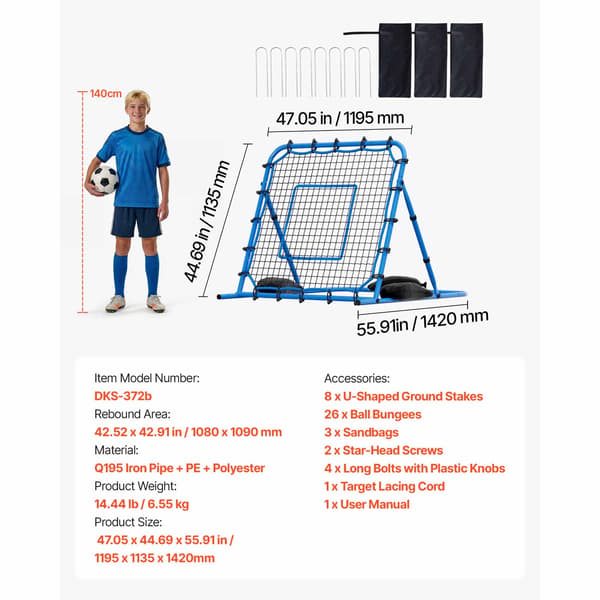 Fodbold Rebounder Net 119,5x113,5x142 cm sort jernramme