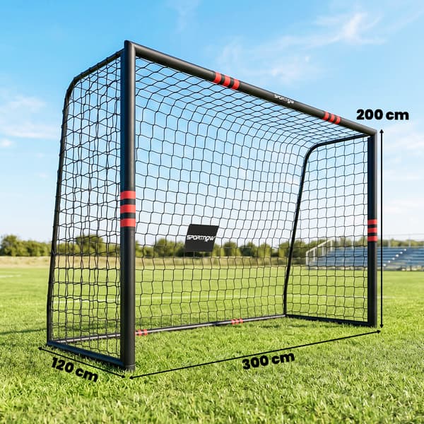 Fodboldmål til have 300x120x200 cm sort/rød