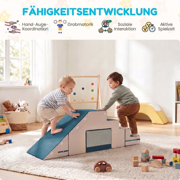 Play Sofa Fløjl 2-delt Børneskumsofa Vaskbar Modulær Børnesofa til 0,5-3 år