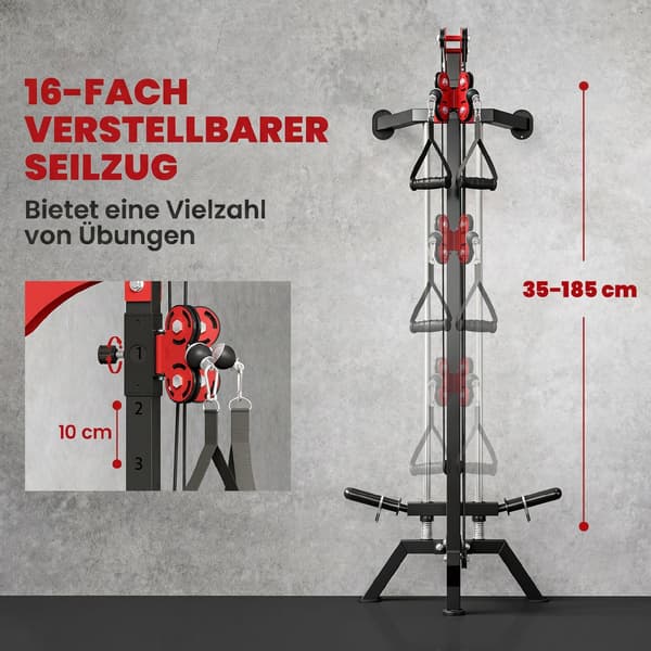 Lat pulldown -asema 68x85x210 cm musta/punainen