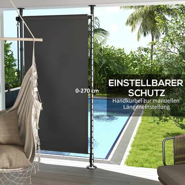 Vertikal Markis, 120x220-310 cm, Mörkgrå
