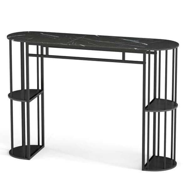 Barbord 150x40x105 cm marmorlook/sort