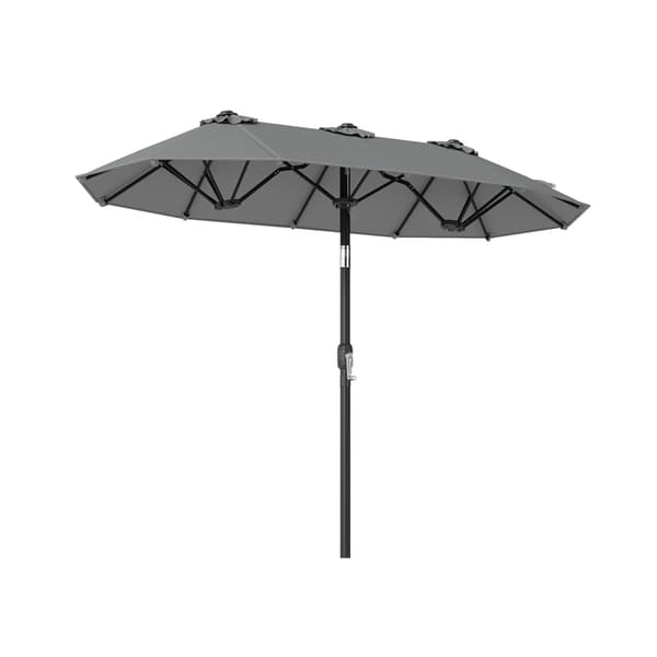 Uteparasoll 305x161x219 cm Grå Polyester Tyg