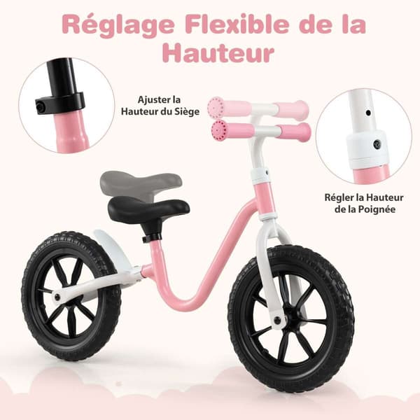 Balancecykel, 89x28x52/55 cm, Pink
