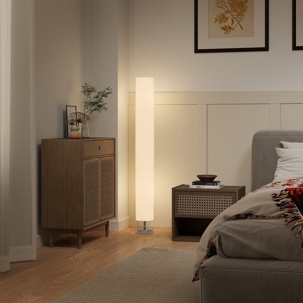 Gulvlampe, 14x14x120 cm, Hvid, Polyester
