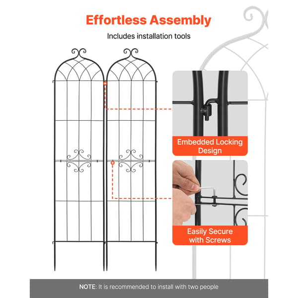 Trädgårdssp trellis 220x52,5 cm svart stål