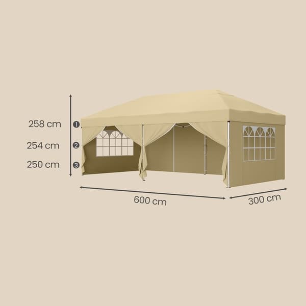 Pavillon 600x300x264 cm Beige bærbar