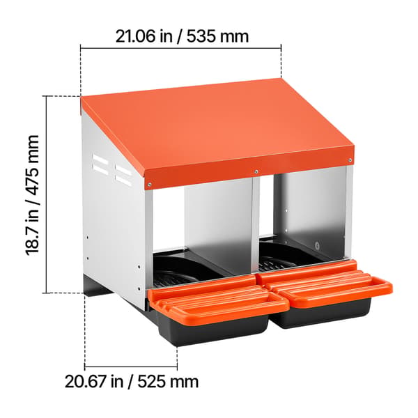 Hönsrede, 53,5x52,5x47,5 cm, Orange, Galvaniserat stål