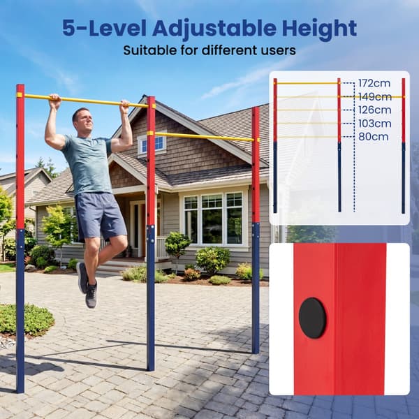 Pull Up Bar til nedgravning 227x5x231,5 cm rød