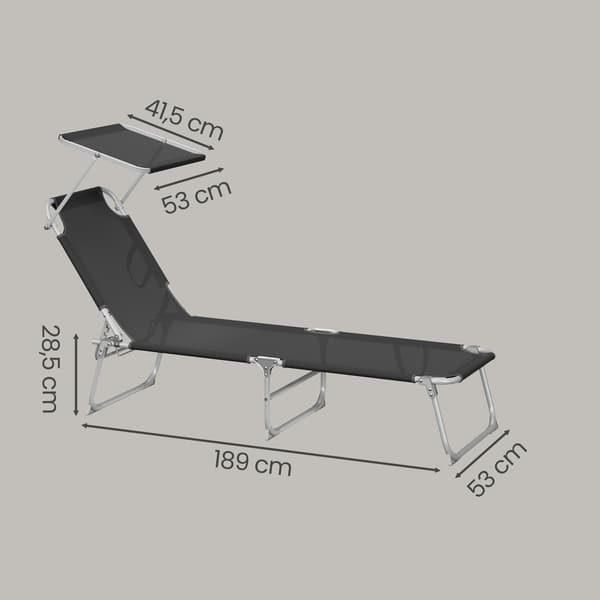 Solstol 189x53x28,5 cm Sort