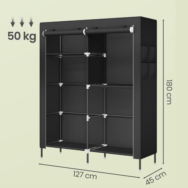 Garderobeskab Stofgarderobe 45x127x180 cm Sort