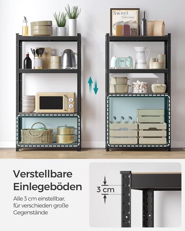 Reol 80x40x160 cm Sort Stål