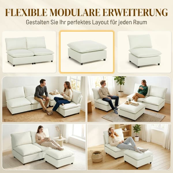 Fotpall 75x75x40 cm Vit Tyg