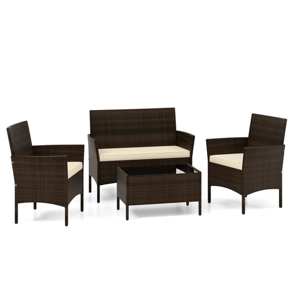 Patio Rattan Sofasæt 4 dele beige