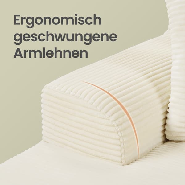 Sectionalsoffa 150x244x73 cm Vit kordtyg