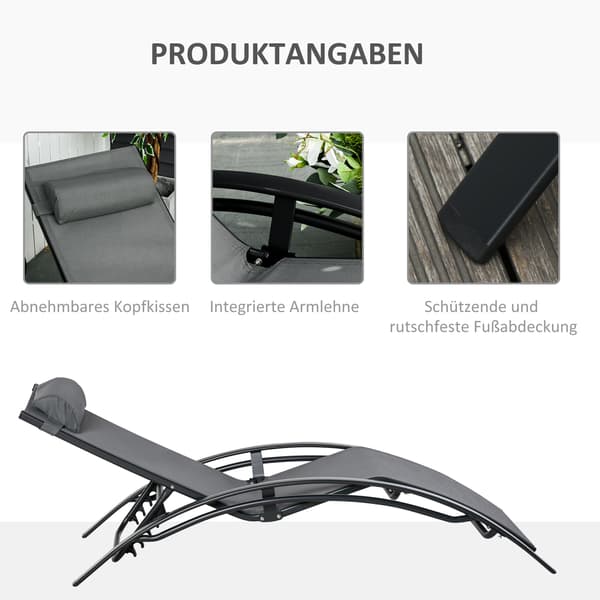 Solstol, 171x64x82 cm, Grå