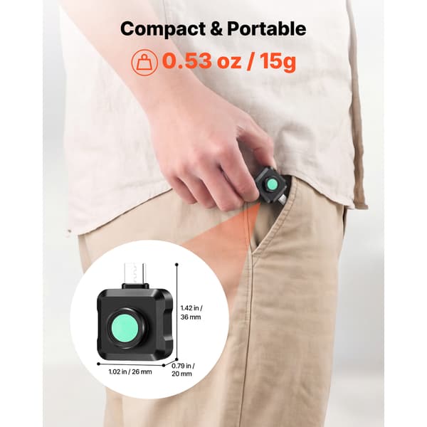 Termisk billedkamera 26x20x36 mm Sort aluminiumlegering