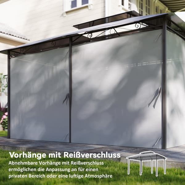 Havepavillon 300x400x280 cm Mørkegrå Stål