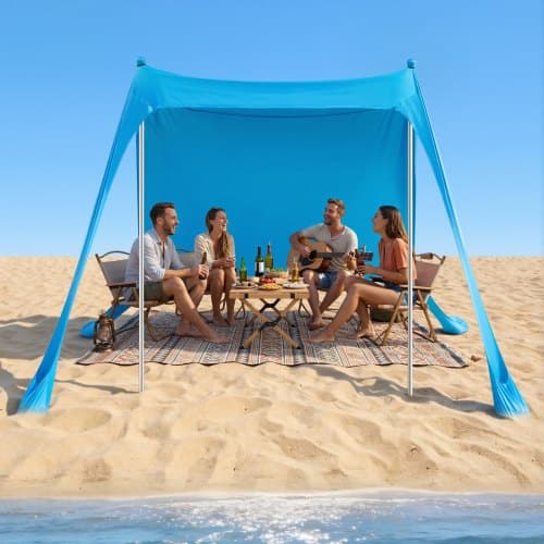 Strandtelt solskærm, 2,3x2,3x2 m, Blå