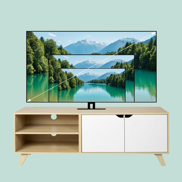 TV-skab, 6 rum, hvid/brun, Kodustaar
