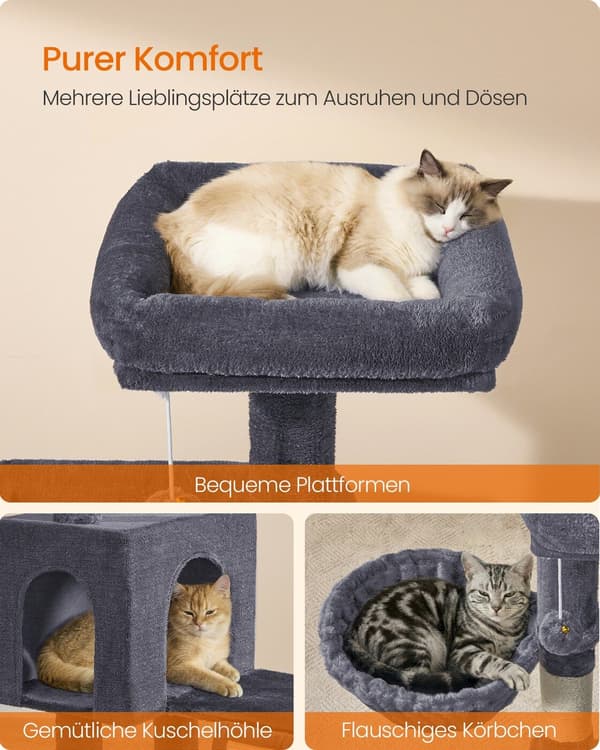 Kattträd 48x48x136 cm Mörkgrå Sisal