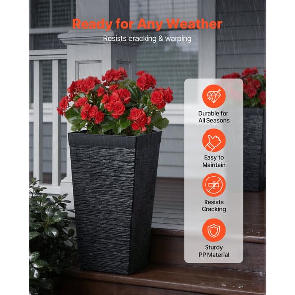Planteringsset 2 delar 30x30x58 cm Svart plast