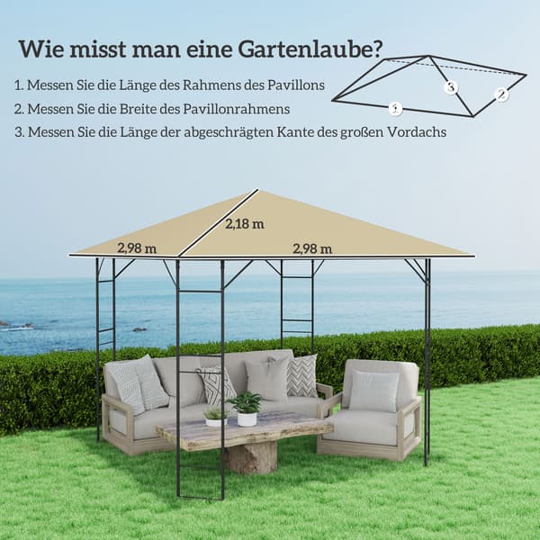 Pavillon erstatningstag, 298x298 cm, beige, polyester