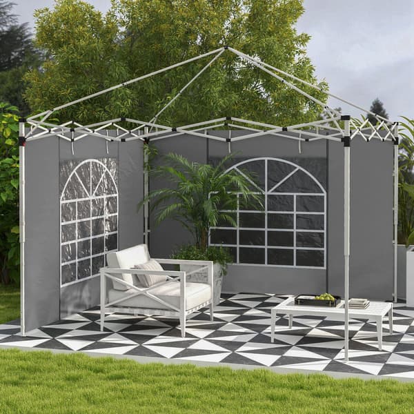 Pavillon sidevægge, 2-delt sæt, 295x195 cm, lysegrå, polyester