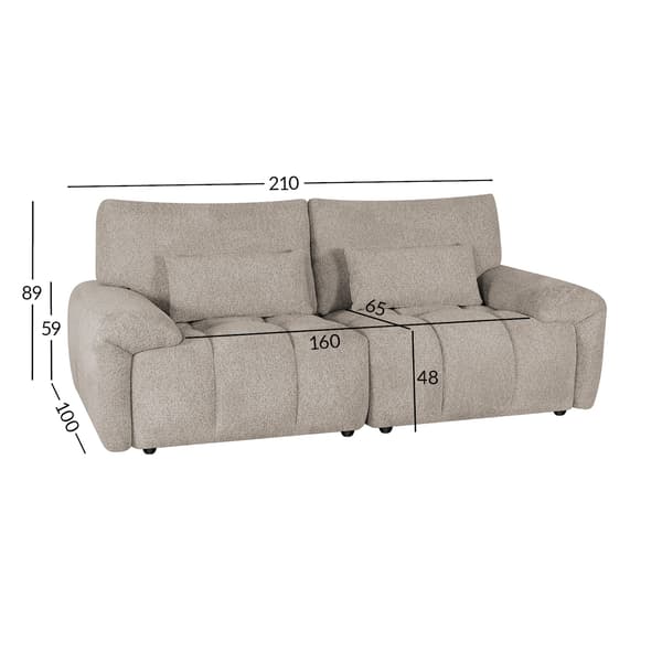 Sofa BARBARA 210x100x89 cm lysebrunt stof