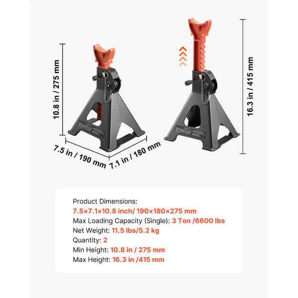 Jackstativer 275x415 mm Sort og Orange Stål
